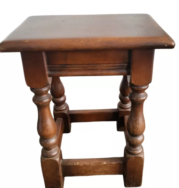 Vintage Old Charm Oak Occasional Table Stool Small 40cm Height Joint Legged