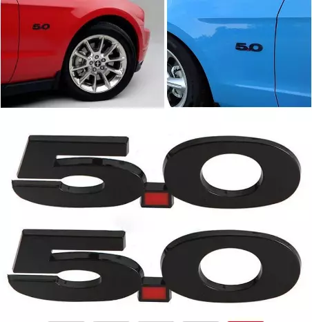 Gloss Black 5.0 Emblem Badge F150 Sticker Side Decal For Mustang GT5.0 -2PCS