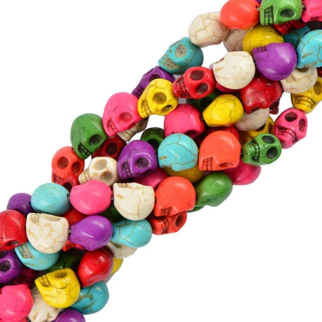 1 breloque de perles d'espacement en pierre lâche Howlite Turquoise crâne 1