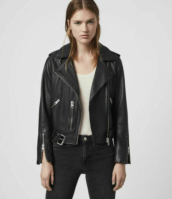 Donna & Ragazze 100% Originale pelle D'Agnello Corto Moto Giacca Slim Fit