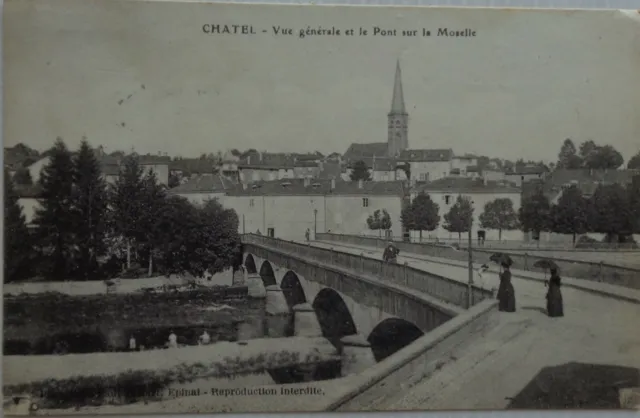 Chatel 88 CPA View General and The Bridge On La Moselle Good Condition 1923