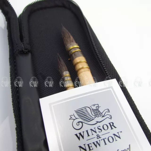 Winsor & Newton 2 Artists Watercolour Pure Squirrel Mop Brushes Case Set (601)