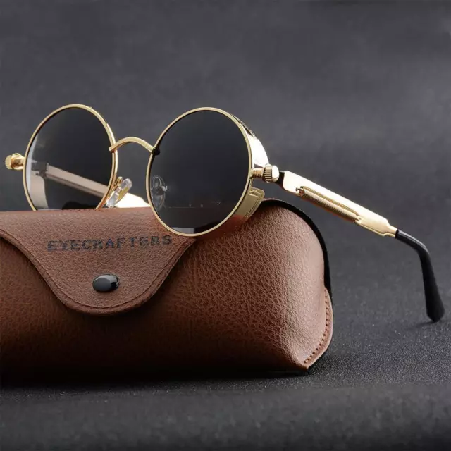 Vintage Polarized Steampunk Sunglasses Fashion Round Mirrored -Sunglasses Hot