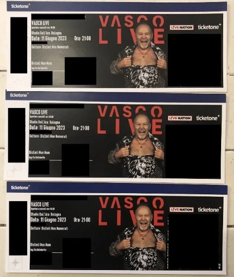 3 Biglietti Concerto Vasco Rossi Bologna Domenica 11/06/2023 Cad 1
