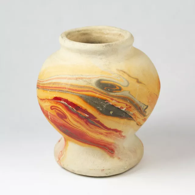 Nemadji Indian Pottery Marble Swirl Ceramic Vase Native Clay USA 3.5" Orange