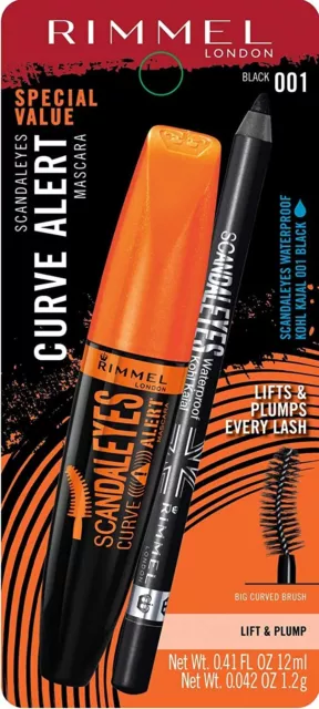 Set Rimmel Scandaleyes Curve Alert Mascara + Kajal Eyeliner Shade Black #001