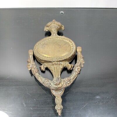 Vintage Solid Brass Ornate Victorian Floral Urn Doorknocker Heavy Door Decor