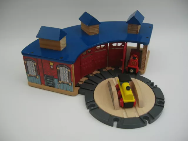 LARGE TIDMOUTH ENGINE SHED & TURNTABLE Wooden Train Track Set ( Brio Thomas ) TS