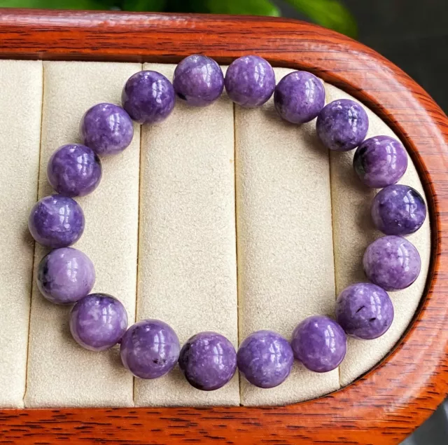 11mm Natural Purple Lepidolite Crystal Quartz Beads Bracelet AAA