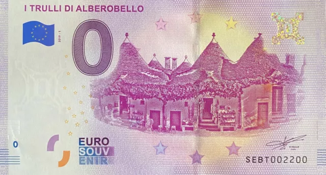 Banconota 0 Euro I Trulli Di Alberobello Italia 2019 Numero 2200