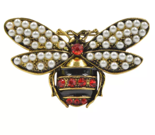 Rhinestone & Pearl Bee Women Brooches Vintage Jewelry Fashion Insect Brooch Pin