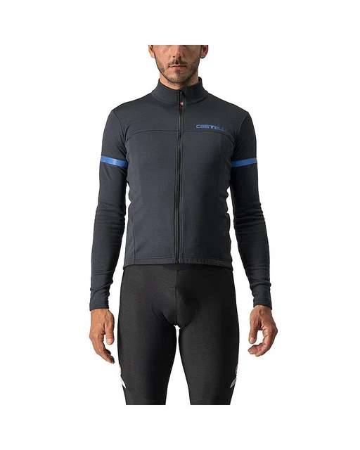 Castelli Fondo 2 Maglia Maniche Lunghe Full Zip Uomo, Light Black/Blue Reflex