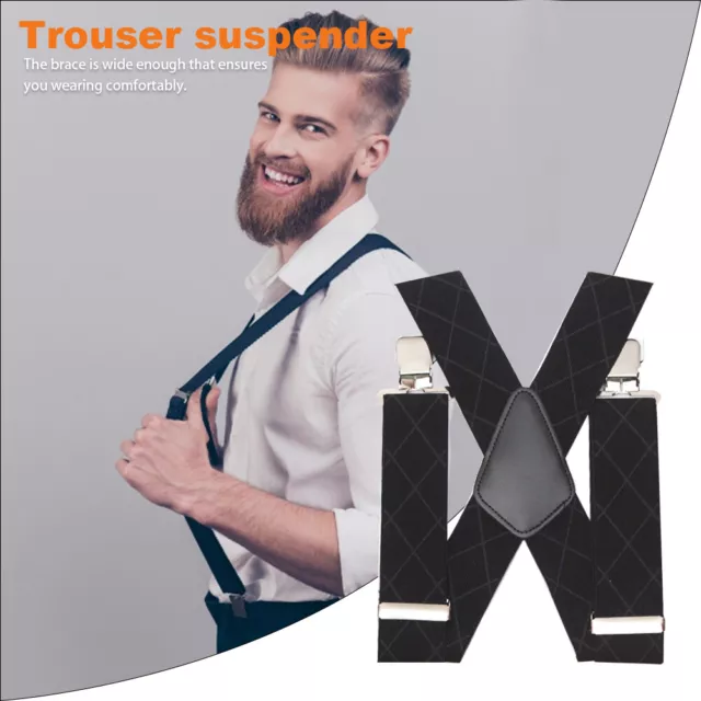 Men 50mm Gift Strong Adjustable Braces Thick Elastic Retro Trouser Suspender