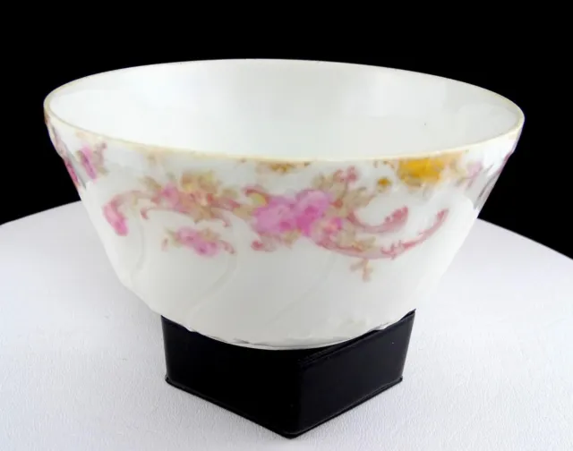 Ch Field Haviland Limoges France Pink Floral Swirl Embossed 5 5/8" Bowl