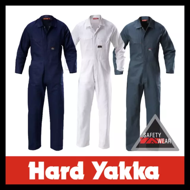 Hard Yakka Coverall Overalls Mid-Weight Cotton Drill Mechanic Y00010 Workwear