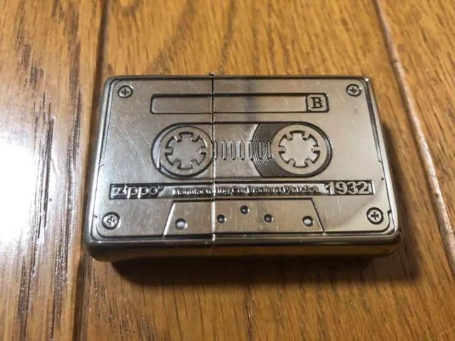 Zippo Oil Lighter Cassette Tape Double Sided Design Bottoms Up