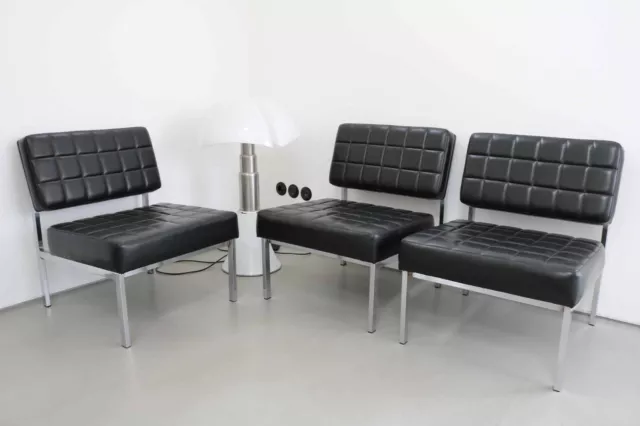 mid century easy chair Sessel chrom skai leder 60s 70s 1 von 3