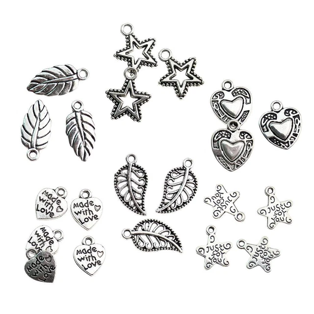 50 Stück Herz Charm Anhänger Perlen Schmuck Halskette DIY Basteln