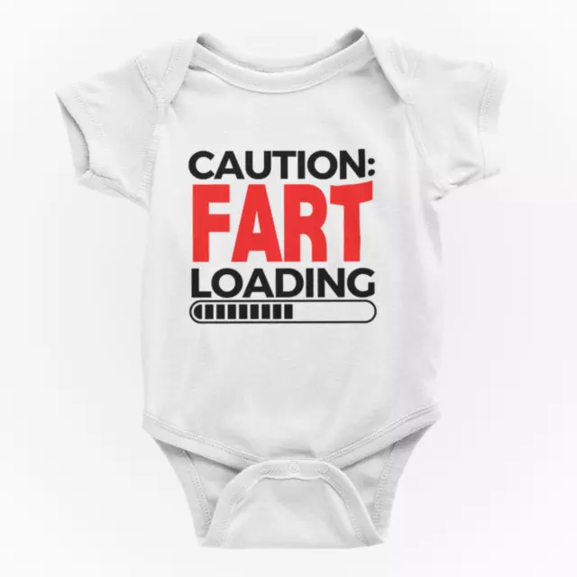 Caution Fart Loading Baby Grow Body Suit /  Funny Novelty Joke New Parent Gift