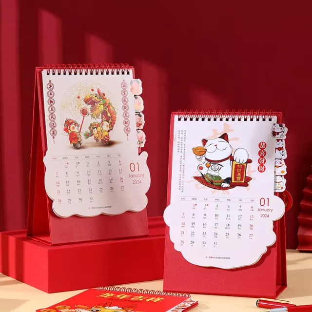 2024 Chinese Dragon Year Cute Creative Desk Calendar Mini Desktop Paper Calen^:^