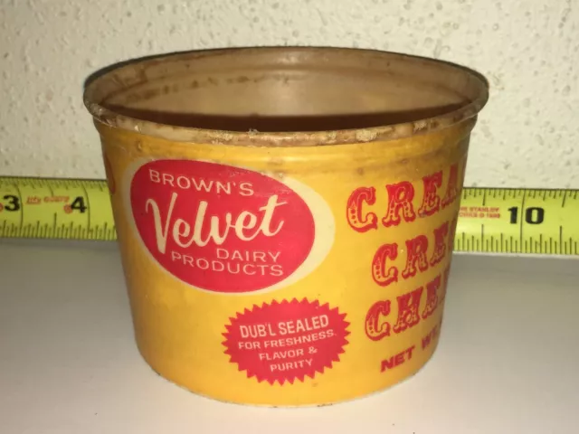 Vintage BROWN'S VELVET DAIRY CREOLE CREAM CHEESE CONTAINER Louisiana BROWNS USED