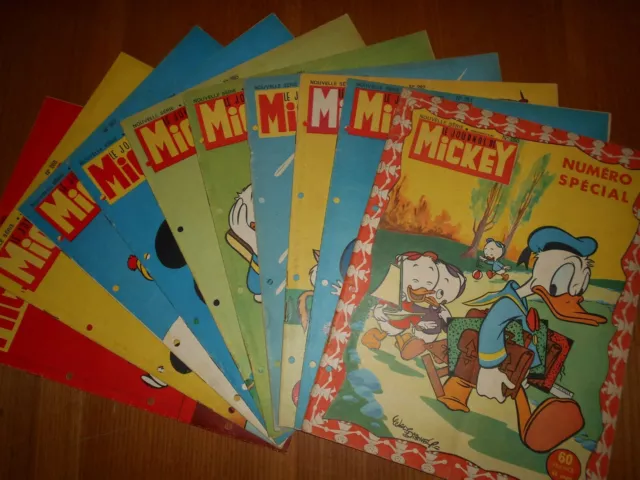 Le Journal De Mickey Lot De 10 N°280 A 289 An 1957 Bon Etat Complet Avec Bons