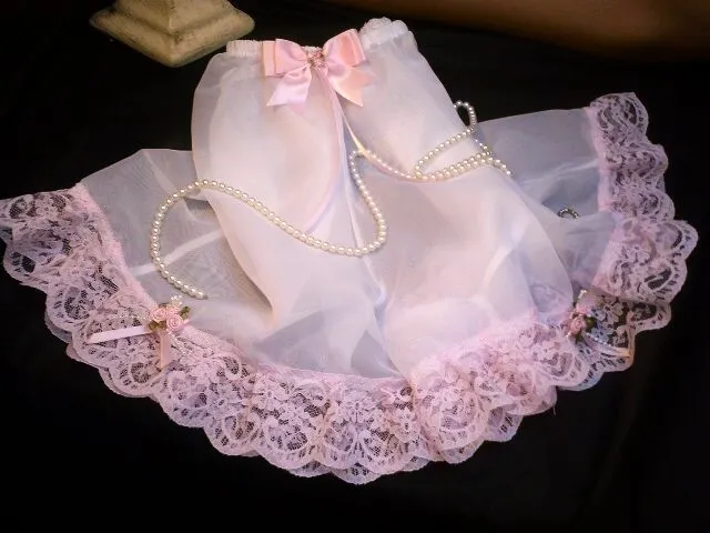 Baby Pink Frilly Sissy Sheer Soft Nylon Satin Bow Panties Knickers