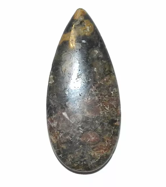P1474 Leopardskin Jasper 46mm Flat Teardrop Gemstone Pendant Focal Bead