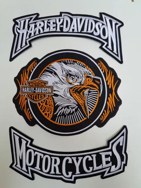 Set 3 Toppe Harley Davidson Liberty  Eagle Patch Set 3 pz. Maxi XXL Termoadesive