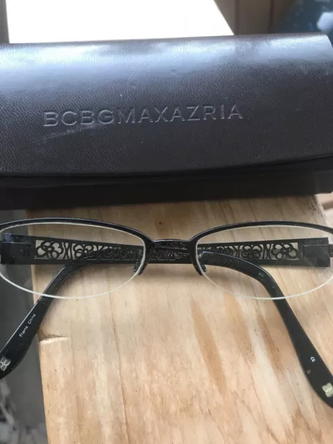 BCBG Max Azria Eyeglass Frames Marietta Black Half Rim Rectangular 50[]16-140