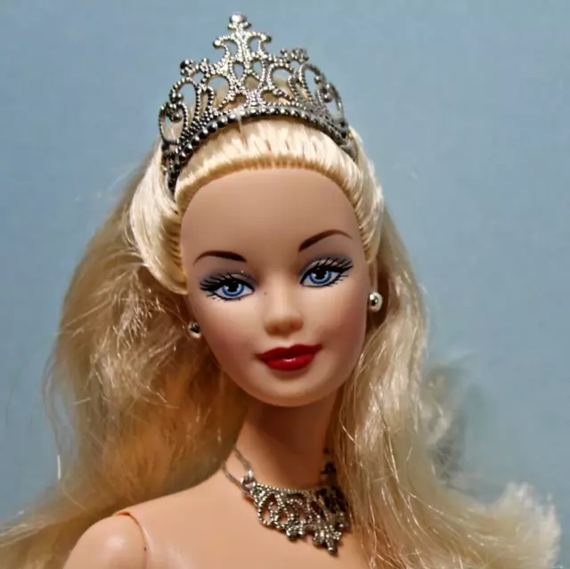 BARBIE DOLL NUDE Blonde Hair Blue Eyes Silver Jewelry Crown TNT Click Knees NEW PicClick
