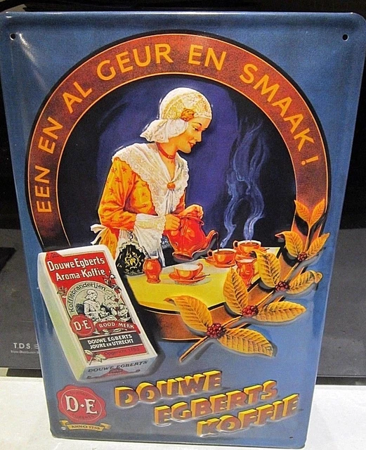 Douwe Egberts Koffie COFFEE, EMBOSSED(3D) ADVERTISING METAL SIGN, 12"X 8"
