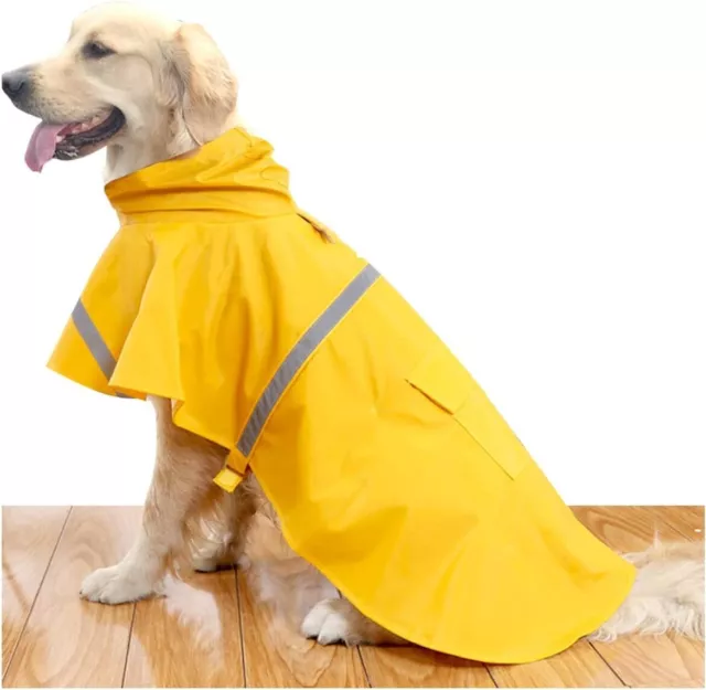 HAPEE Dog Raincoats for Large Dogs with Reflective Strip Hoodie, Yellow, 2XL