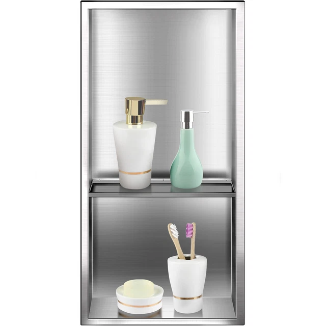 VEVOR 12x24x4" Shower Niche Stainless Steel Shower Shelf Wall Niche Recessed