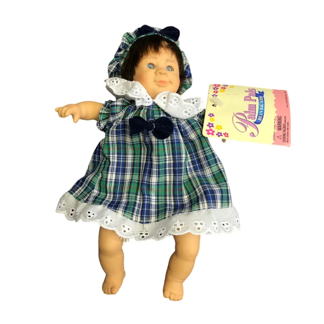 Gi-Go Palm Pals Kid Bean Bag Girl Doll W/ Green & Blue Dress Vintage Toy Collect