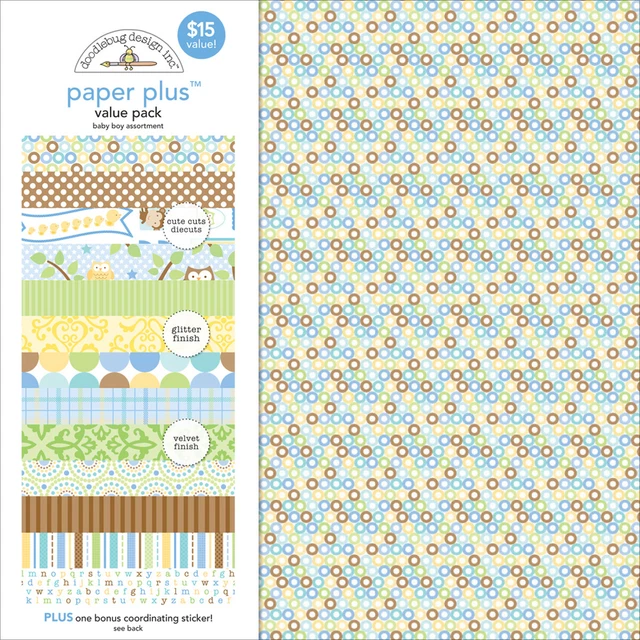 Doodlebug Paper Plus Value Pack 12"X12"-Baby Boy -PPAP-5183