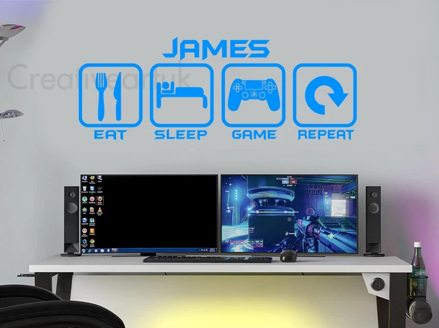 Decalcomanie da parete art art art game personalizzate Eat Sleep Repeat PS4 giocatore EPS4