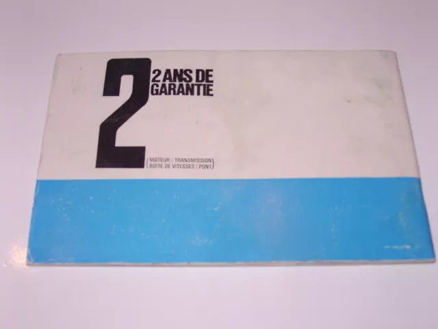 Carnet Garantie Simca Fin Annees 1970 Simca 1100 1000 1500 1300 1501 1301