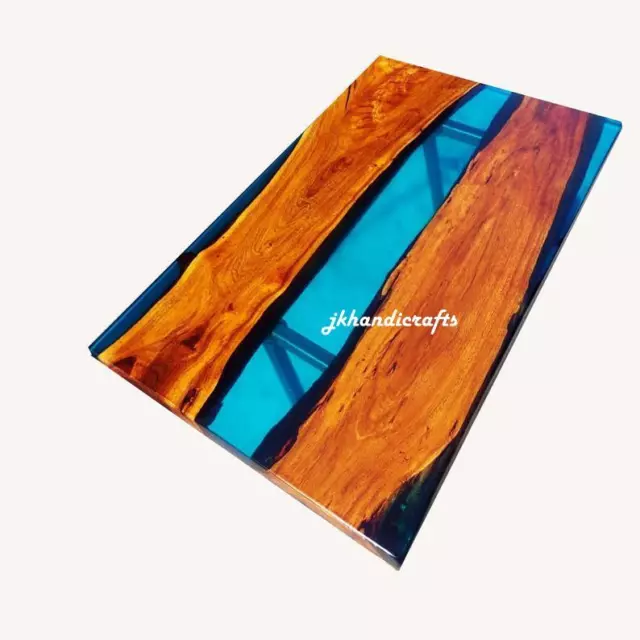 Glossy Epoxy Table Top Resin Table Walnut Custom Order For Studying Room