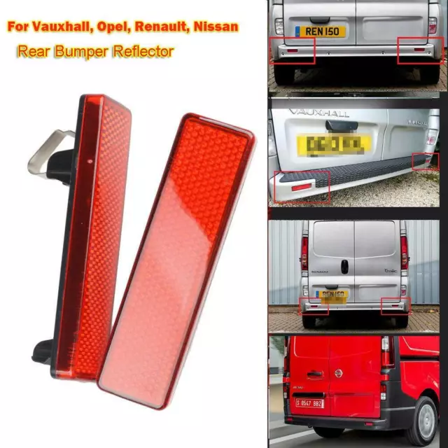 LED Rear Bumper Reflector Lens For Opel Vauxhall Vivaro Movano A Renault Nissan