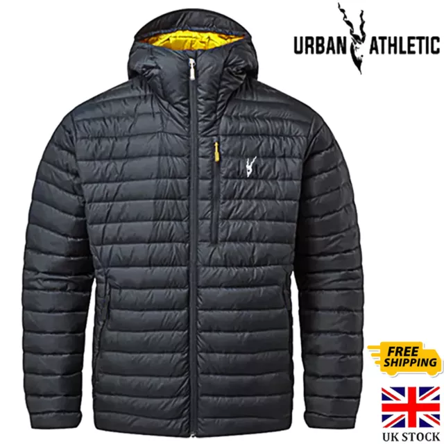 Men's Warm Winter Quilted Hooded Padded Bubble Puffer Jacket Zip Up Coat Outwear