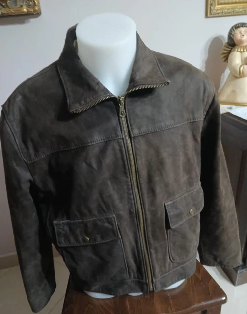 Veste En Cuir Marron Pour Homme Taille M - Modèle CC033, Occasion En Très Bon état