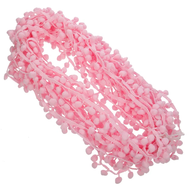 4 Yards - 2,7 Cm - Bordure à Pompons Multicolores - Ruban à Pompons - Ruban à Franges - Ruban à Pompons - À Coudre - Blanc