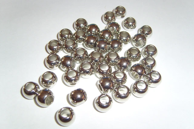 10 x Dreadperlen Dreadperle Dreadschmuck Perle Perlen 8 x 10mm Acryl Silber Bart