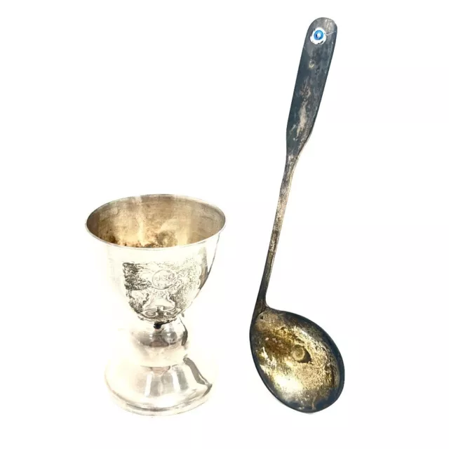 Sterling Silver Egg Cup And Spoon 46 Grams RMF53-GB