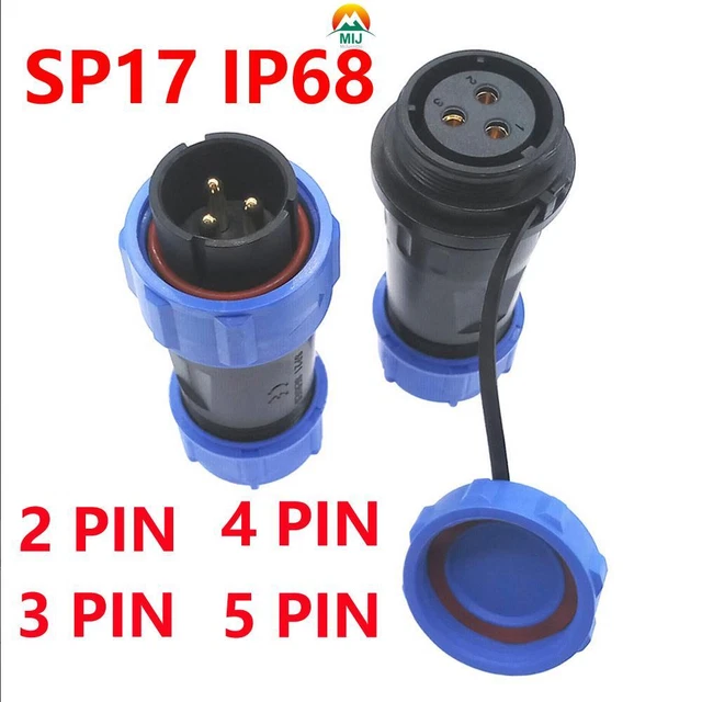 5x SP17 Luftfahrtstecker 2-polig - Wasserdicht IP68 Für Außenlampen