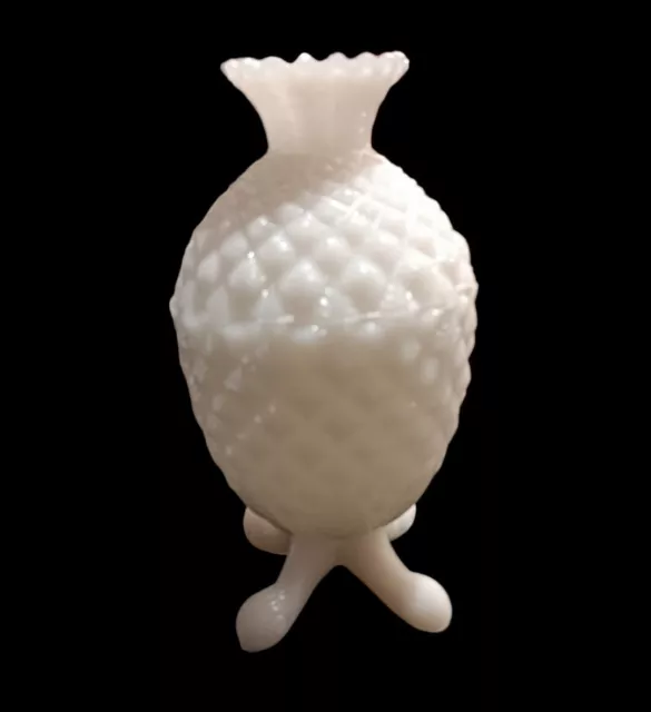 *RARE* French Portieux Vallerysthal White Opaline Glass Pineapple Sweet Jar