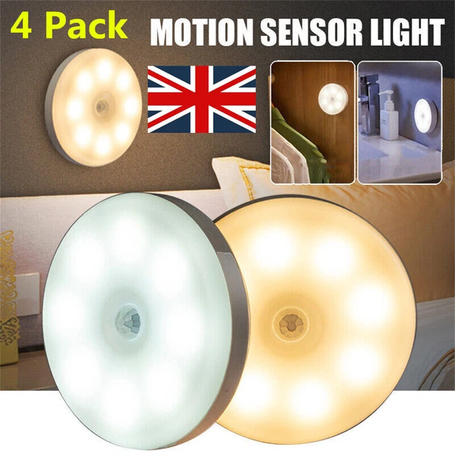 8-LED MOTION SENSOR Light Wireless PIR Cabinet Stair Lamp Magnetic ...