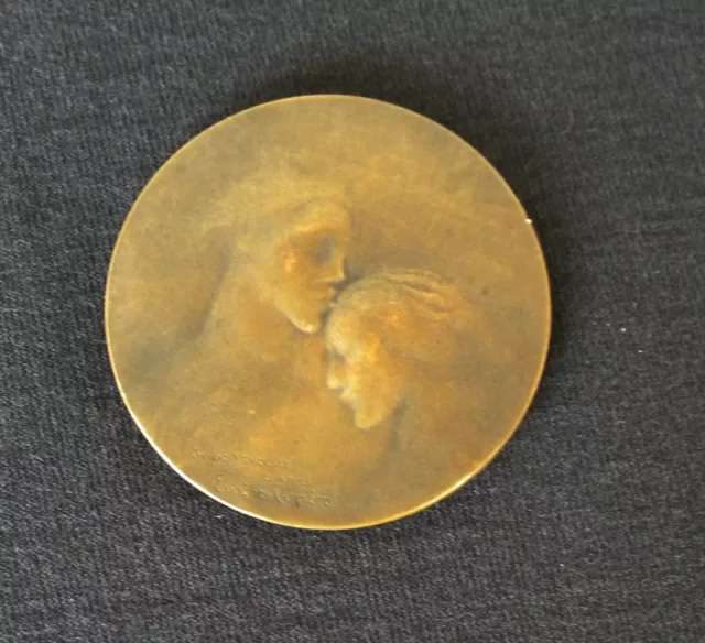 RARE Ovide Yencesse! MEDAILLE BRONZE 1907 D'après Eugène Carrière, École du Flou 3