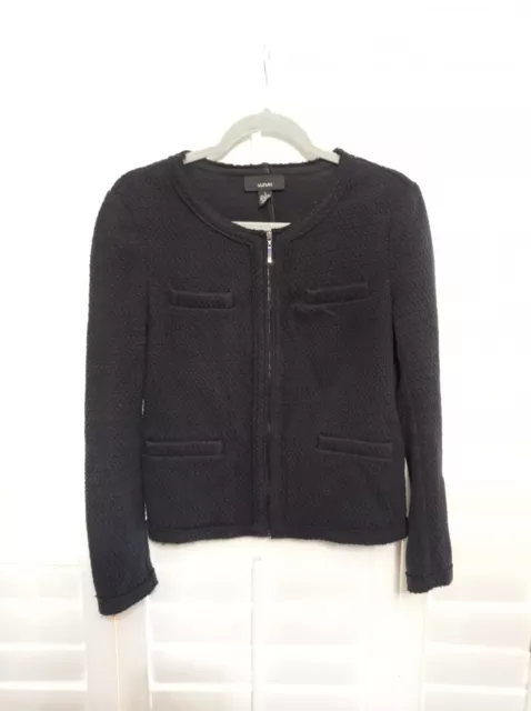ALFANI FULL Zip 4 Pocket Black Womens Size S Blouse Suit Jacket Cotton ...